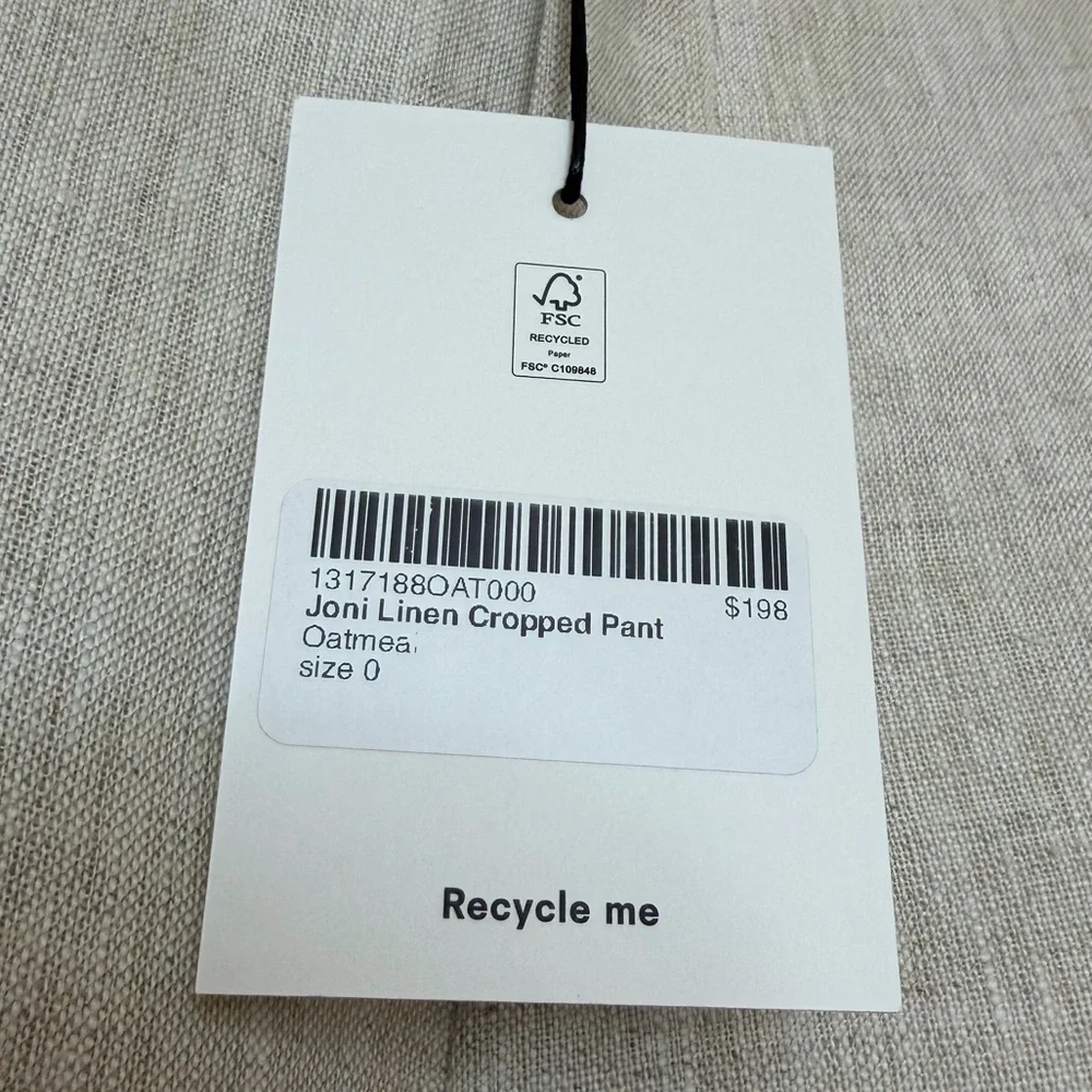 REFORMATION NWT JONI LINEN CROPPED PANT IN OATMEAL. - Picture 7 of 7